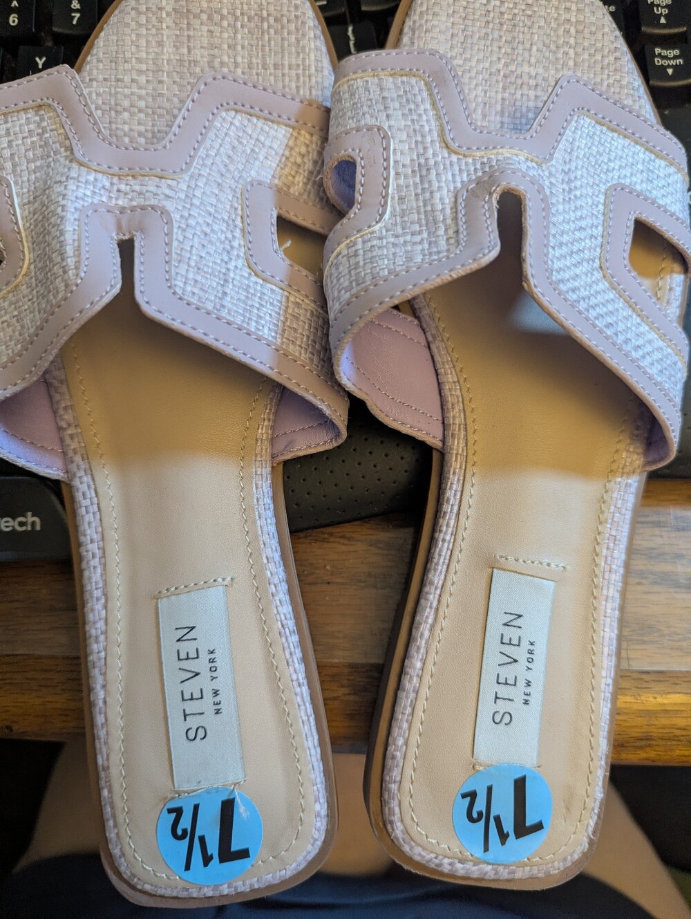 Nwot Steven NY Hanna Lilac Tweed Cutout Slides Flat Sole Size 7.5